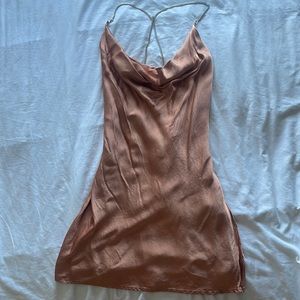 sexy satin dress silver detailing